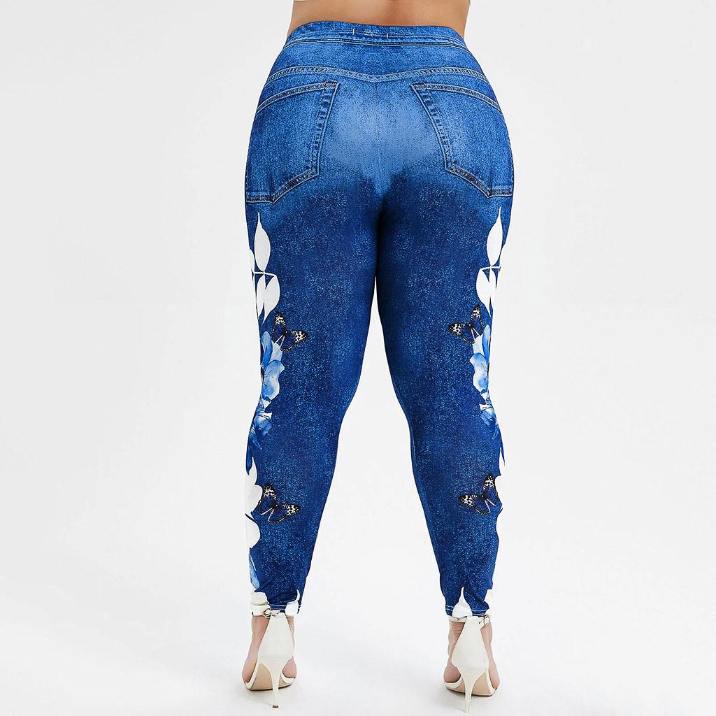 Женские повседневные ковбойские леггинсы с имитацией больших размеров, эластичные узкие укороченные брюки