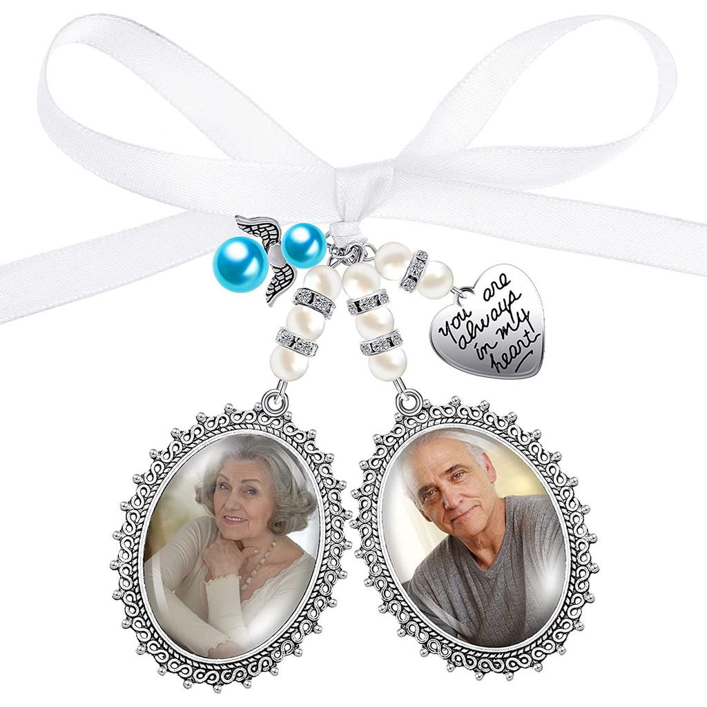 Wedding Bouquet Charm Lace Oval Bridal Bouquet Angel Charm Memorial Photo Charm You Are Always In My Heart Charm MIT