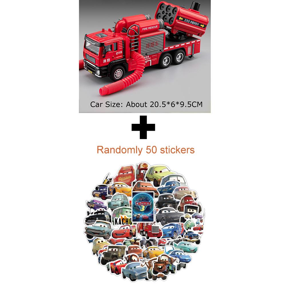 1:50 Spray Fire Truck Miniature Toy Model Alloy Diecast Car Sound Light Pull Back One Click Water Spray Vehice Kid Birthday Gift