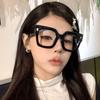Vintage Black Thick Frame Glasses For Woman Man Fashion Oversized Anti Blue Light Glasses Transparent Lenses Eyewear
