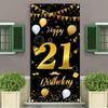 Black Gold Birthday Background Cloth Polyester Anniversary Backdrop  Anniversary