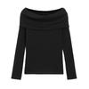 MD Spring New Nanfa Elegant Elegant Black Lady Style Silm off-Shoulder Long Sleeves Knitting T-shirt 6255107