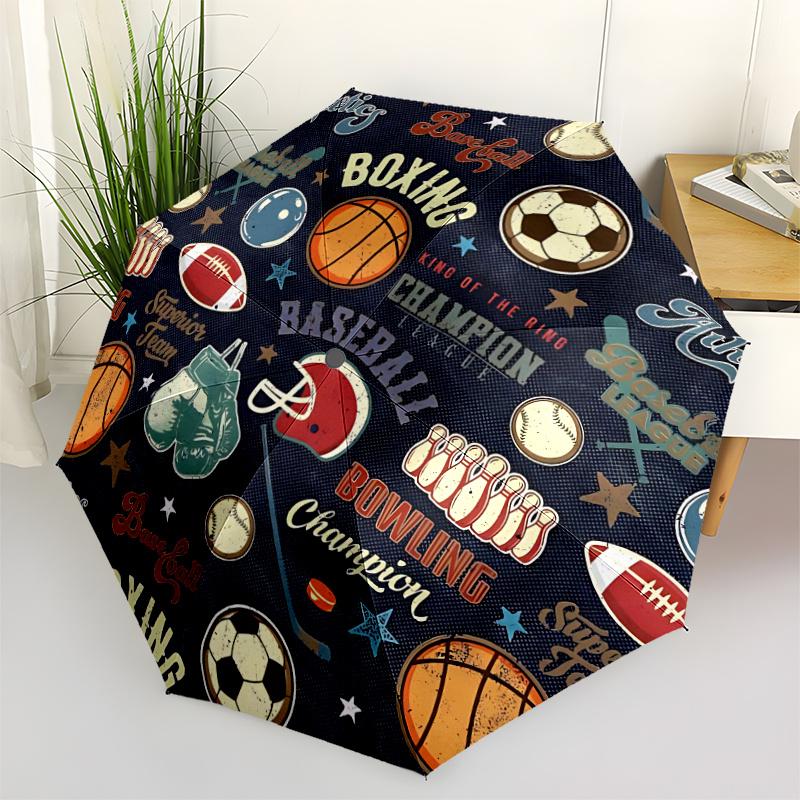 1pc Sports Roundel Automatic Open/close Umbrella, 8-Rib sturdy structure, Portable Travel Umbrella, Parties, Everyday Use, 18