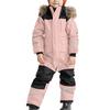 Kids One Piece Ski Suit Waterproof Windproof Snowsuit Tear-Resistant Warm Coral Fleece Lining Winter Outdoor Overalls for Snowboarding Skiing