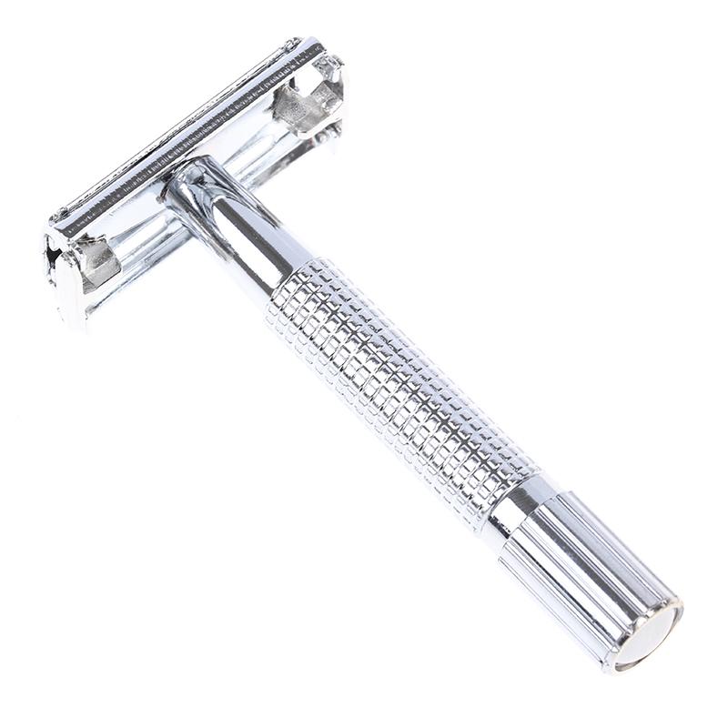 Мужская традиционная классическая хромированная бритва безопасности с двойным лезвием + 1 лезвие