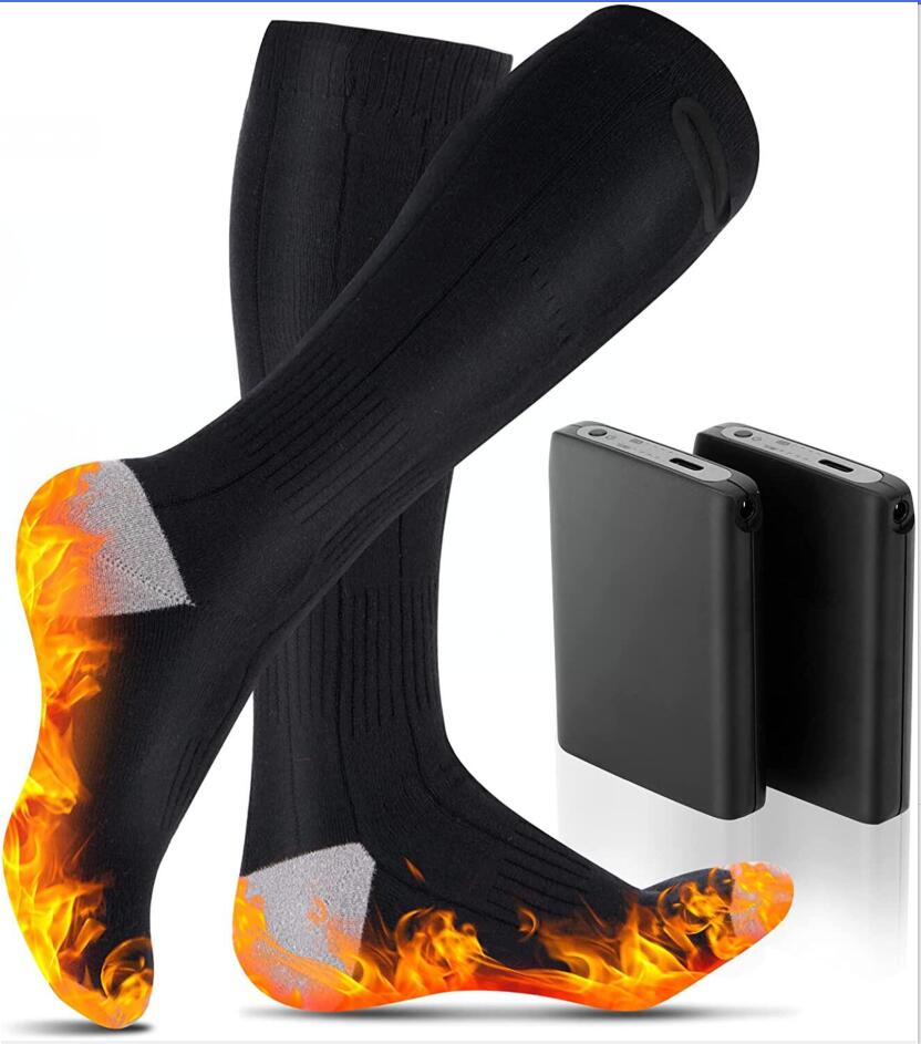 5000mAh Men Ladies Rechargeable Heated Socks Washable Electric Heating Warm Socks with Battery Size M