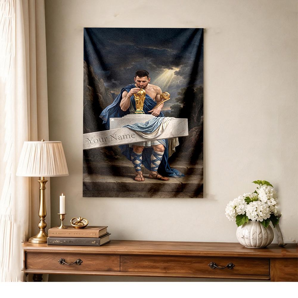 Football Messi Personalized Name Tapestry Cozy Personalized Tapestry Soft Durable Fabric Ideal for Living Room Decor Ideal for All Seasons