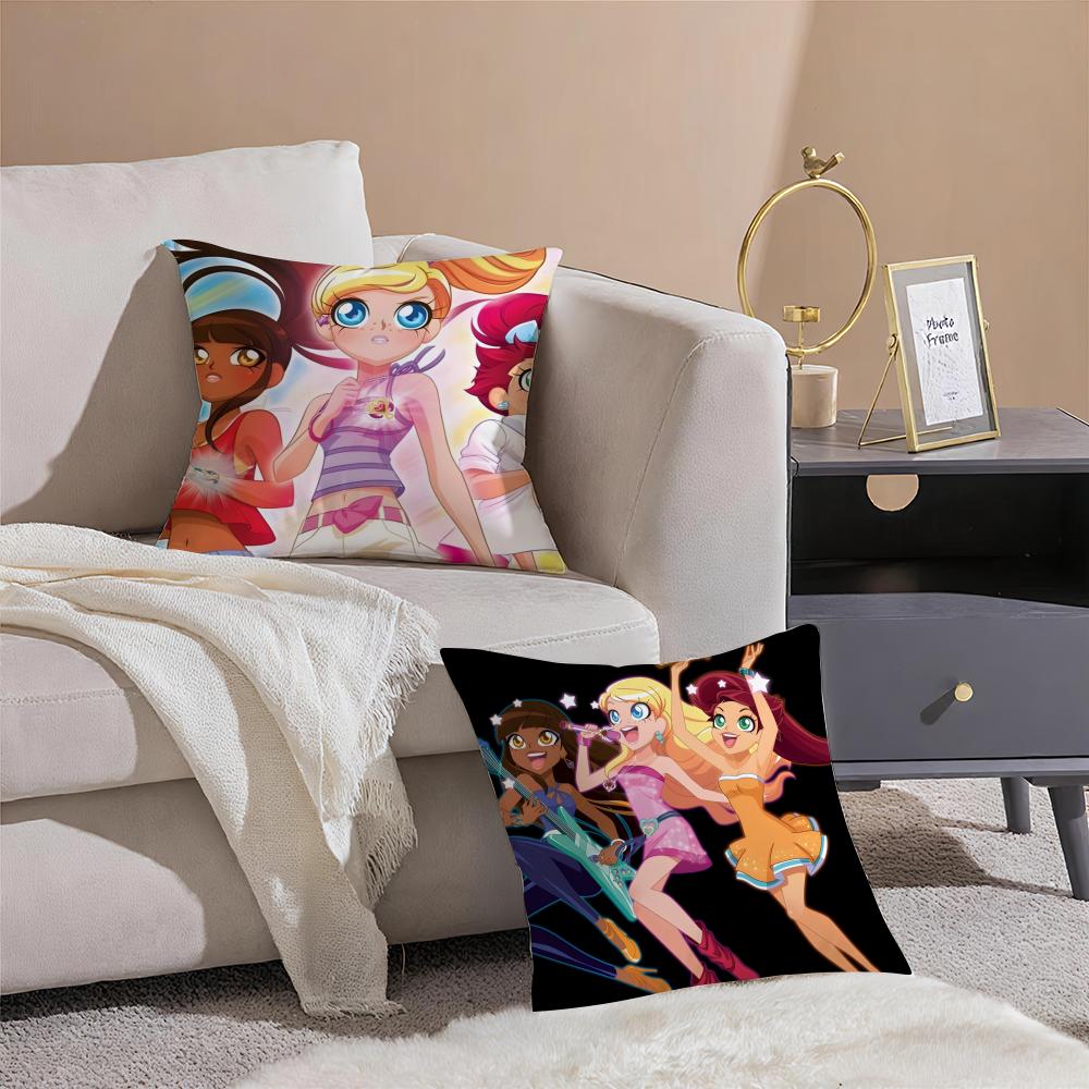 Magical Musical French Anime LLoliRock Cushion Cover Throw Pillow Cover Hidden Button Durable Polyester Chair Cushion