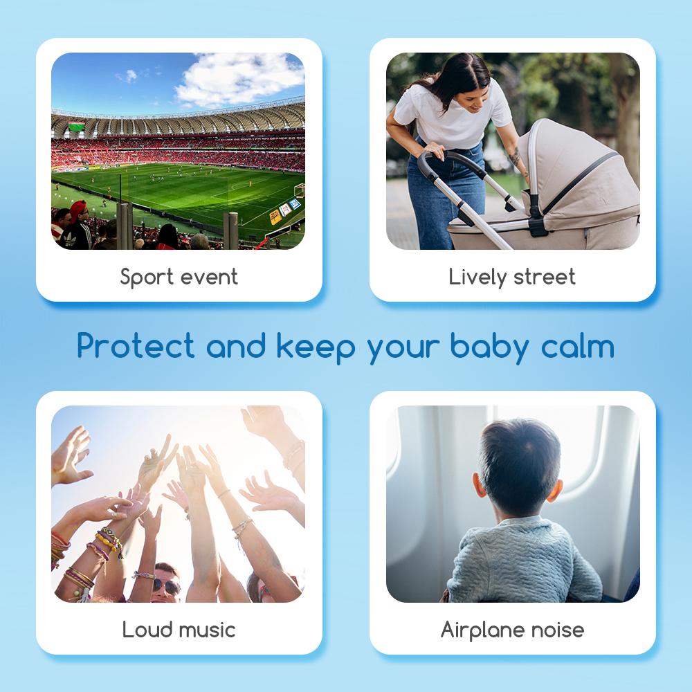 Baby Earmuffs ABS Material 25dB SNR CE Certified Adjustable Headband Noise Reduction Hearing Protection Infant Safety Soft