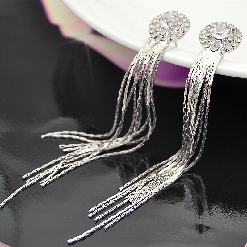 Jewelry Personality Temperament Crystal Tassel Earrings Bridal Wedding Earrings For Women Long Hanging Earrings