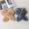 Faux Rabbit Fur Plush Cross Scarf Solid Color Neckerchief Wrap Winter Warm Neck Scarf  Girls