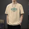 Cotton Letter Printed T-shirt for Men's Summer New Collection Japanese Retro Versatile Short Sleeved Round Neck Couple Outfit