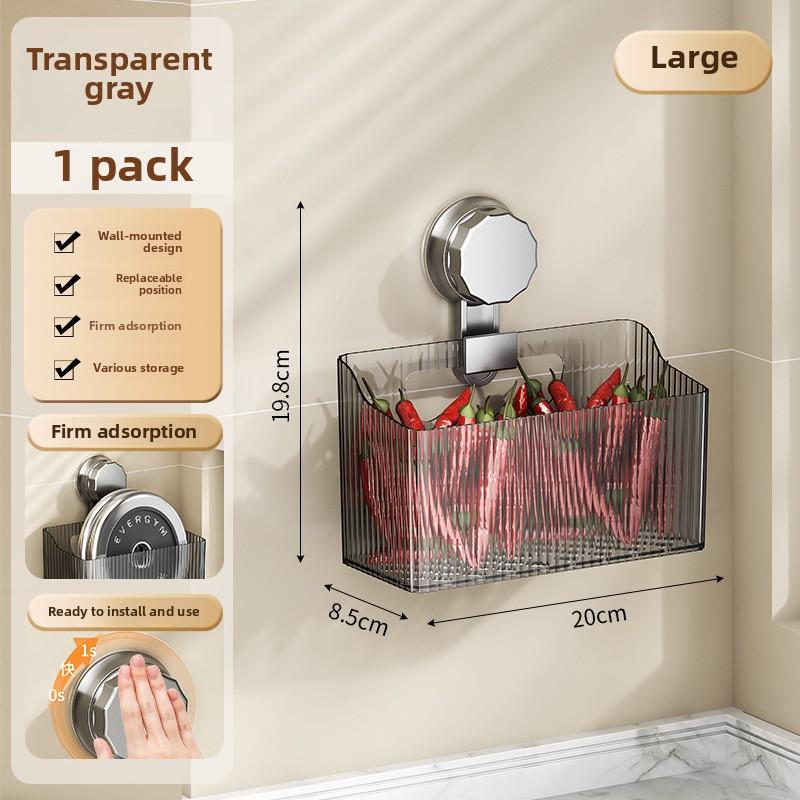 New Suction Cup Wall-mounted Kitchen Storage Rack Onion, Ginger and Garlic Seasoning Storage Kitchen Onion, Ginger and Garlic Storage Basket Rack