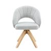 Set of 2 Retro Swivel Chairs, Light Grey Textured Velvet Fabric, Solid Wood Legs, 360° Swivel