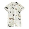 Kids Boys Summer Swimsuit Casual Tree/Dinosaur Print Zipper Short Sleeve Jumpsuit Swimwear Beachwear Bathing Suit