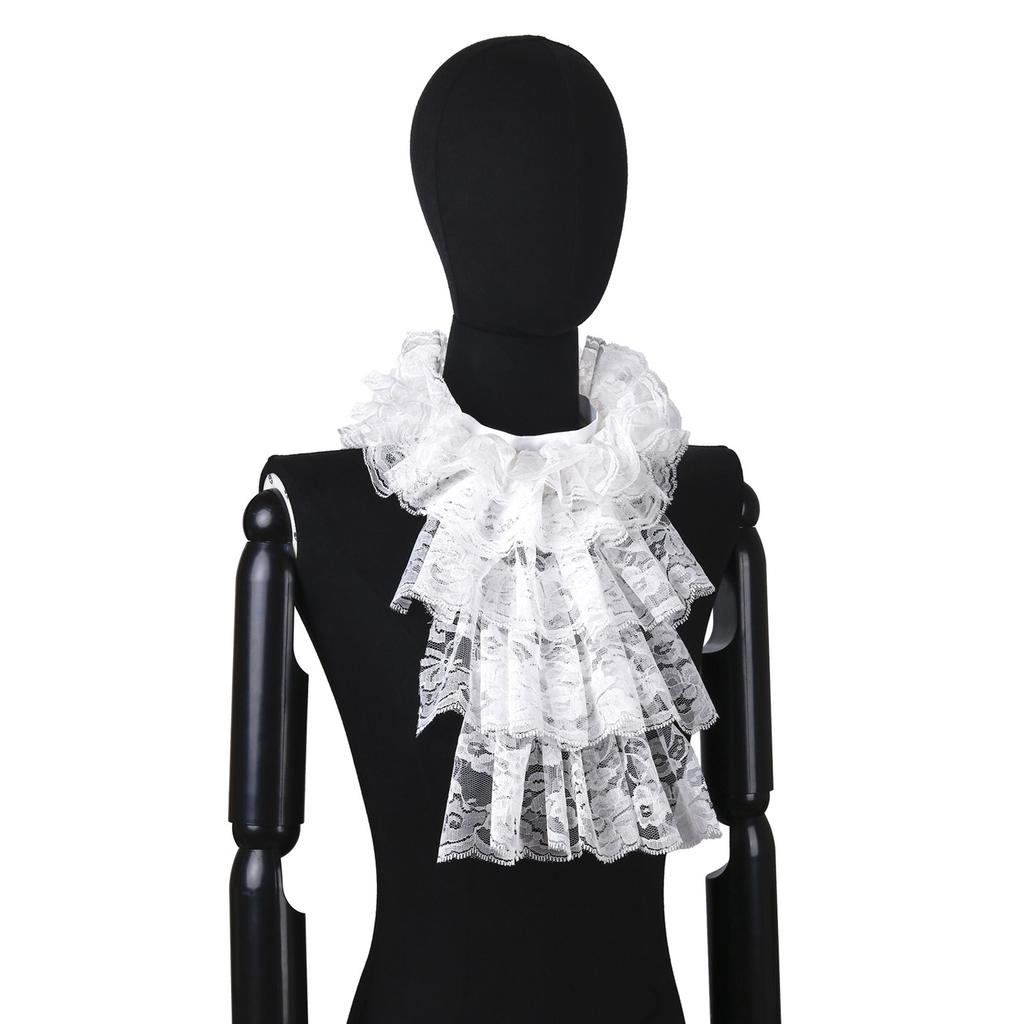 Элегантный жабо-воротник, многослойный кружевной воротник для маскарадов, вечеринок, косплей-мероприятий, воротник, костюмное шейное украшение, для всех возрастов