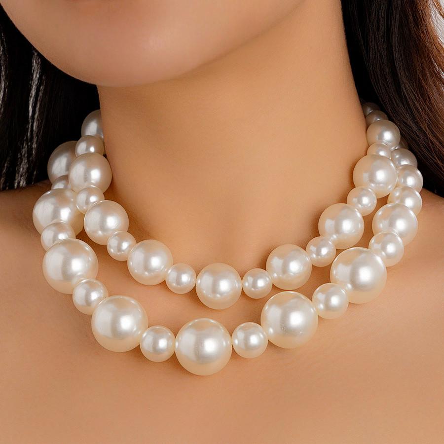 Европейско-американская мода: Ретро Ожерелье с Крупным Жемчугом для Женщин - Элегантный Аксессуар для Вечерней Вечеринки
