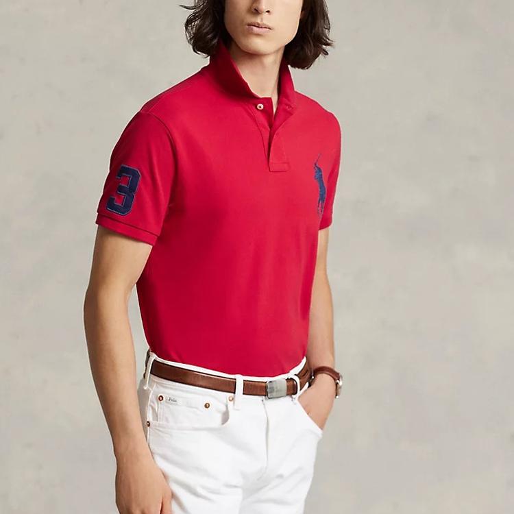 Повседневная рубашка поло с коротким рукавом и вышитым логотипом Polo Ralph Lauren, мужские топы 710697457-038