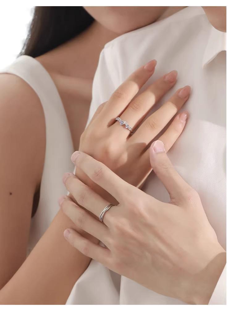 Парные кольца из стерлингового серебра 925 пробы с эпоксидным дизайном в стиле Мори - Элегантная и уникальная пара