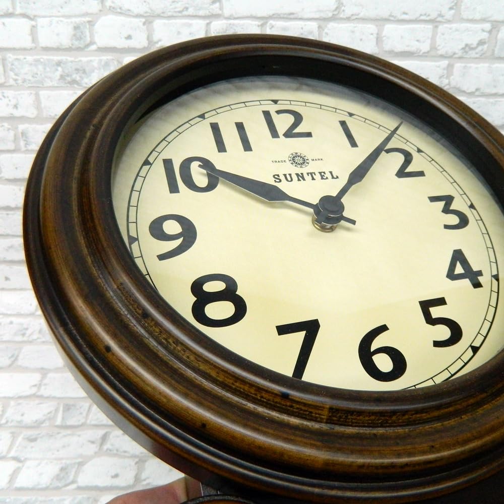 Santeru QL676-A, Сделано в Японии, Мини-часы-маятник Дарума (Арабские буквы), Античный коричневый