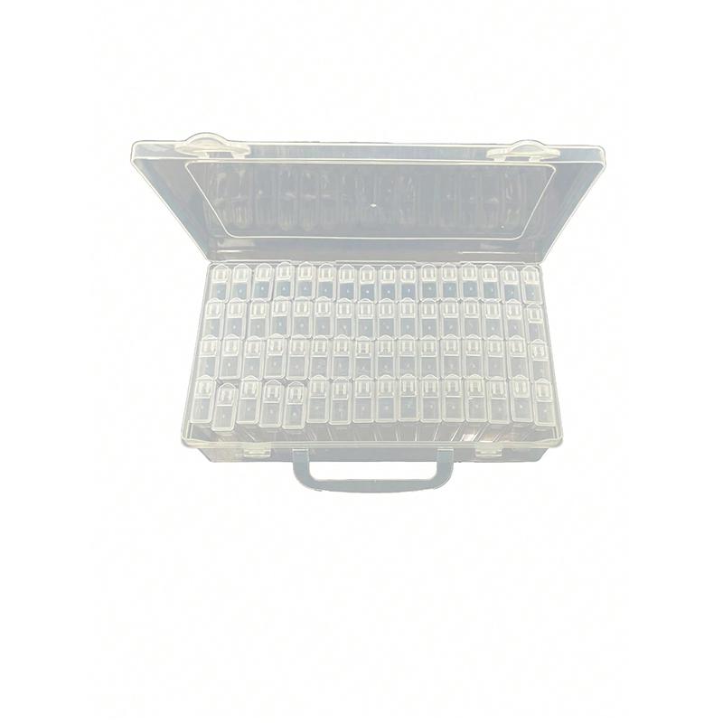 1 40-cell Clear Plastic Jewelry Storage Box Large Capacity Storage Container with 64-cell Sticker Label for Diamond Painting and Diy Bead Storage