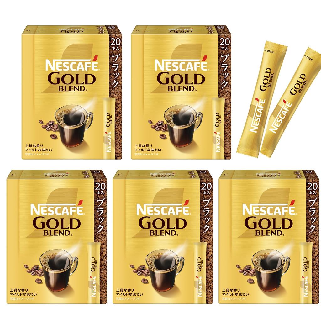 Стики Nescafé Gold Blend, Черный, 100 штук, коробка, обычный растворимый кофе, в индивидуальной упаковке