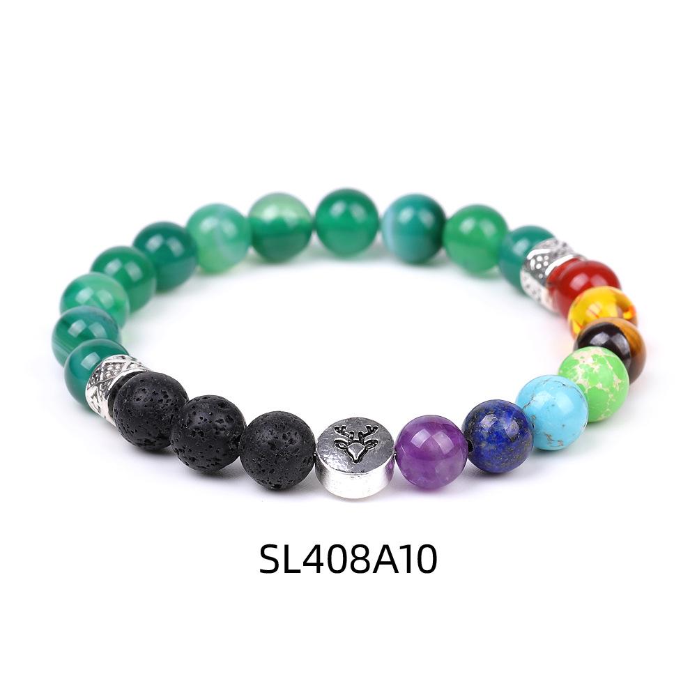 European & American Reindeer Bracelet with Striped Agate, Tiger's Eye, and Frosted Amazonite