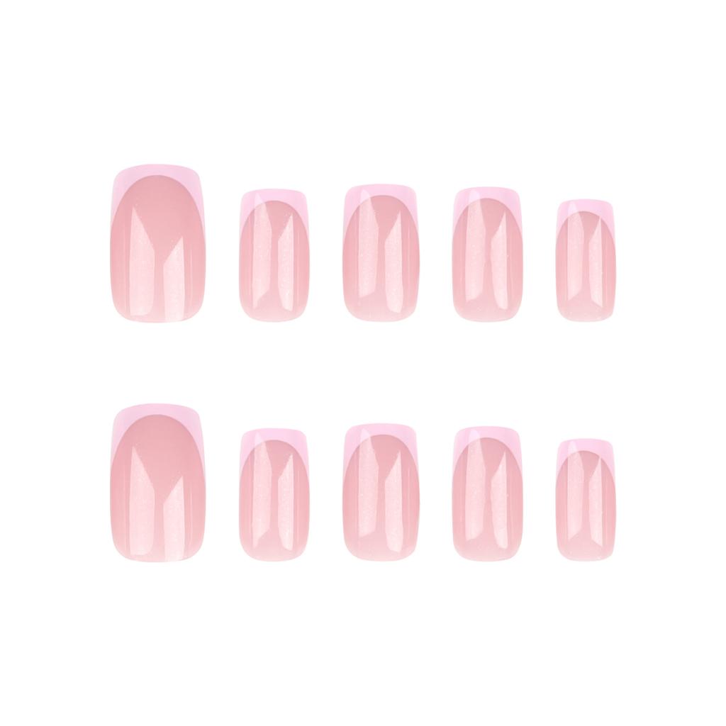 24 Pieces Short Rectangular Nail Nail Piece Simple French Pink Manicure Nail Piece