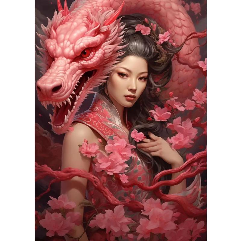 Японский дракон гейша искусство постер холст настенные картины элегантность гейши картины настенное искусство фреска для украшения дома комнаты