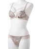 Inner Set Satin Flower Bra and Shorts Set for [Nissen] T-Shorts 3-Piece Women, Beige, D70/M