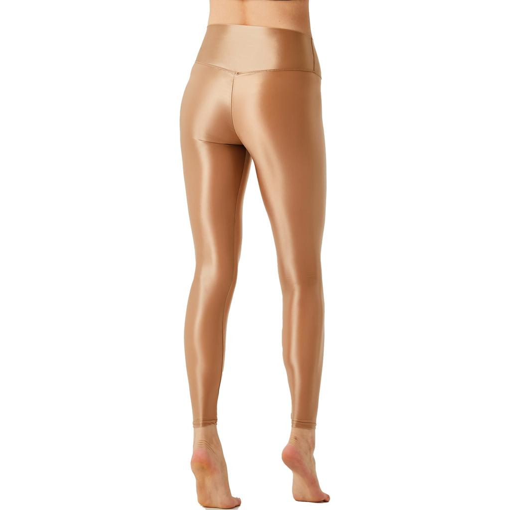 Женские блестящие эластичные леггинсы с широким эластичным поясом, однотонный дизайн, штаны для йоги, пилатеса, фитнеса