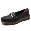 Women's Genuine Leather Slip-On Shoes: Soft, Breathable, Non-Slip Flats for Middle-Aged and Elderly.