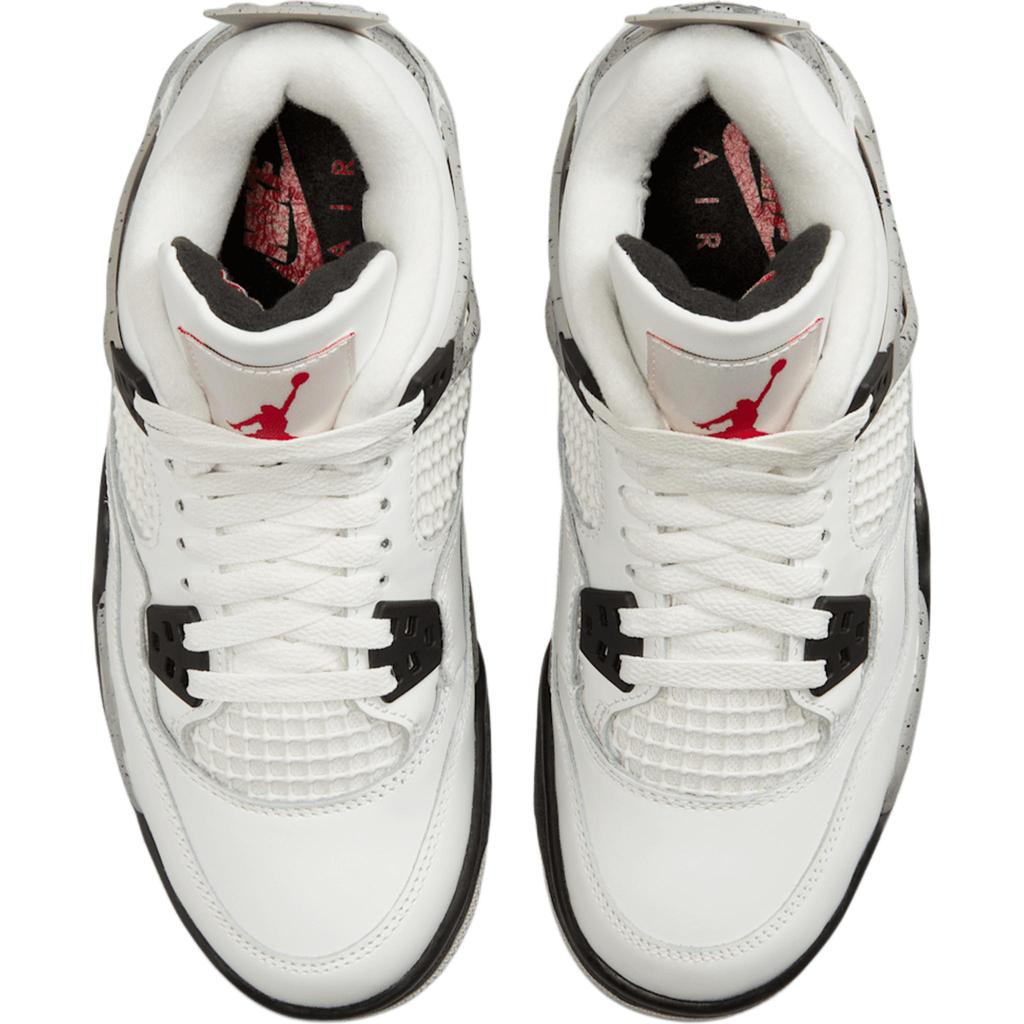 Кроссовки Air Jordan 4 Retro OG GS White Cement 2025 Kids Tech-Grey Black Fire-Red IB4171-100