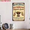 Винтажная металлическая табличка "Bienvenidos al nuestro Patio Trasero" - Рустик-арт для барбекю, Прочная металлическая табличка с приветствием на испанском