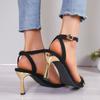 2024 Summer Hot Selling Fashionable Open Toe Solid Color Women's Sandals One-line Buckle Strap Stiletto Women's High Heels