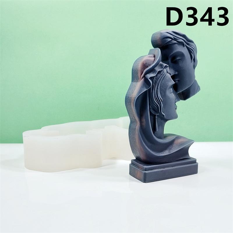 Силиконовая форма для свечи "Поцелуй пары" 2D 12-19 см, скандинавская скульптура "Целующийся мужчина и женщина", статуэтка, форма из смолы и гипса, форма для мыла