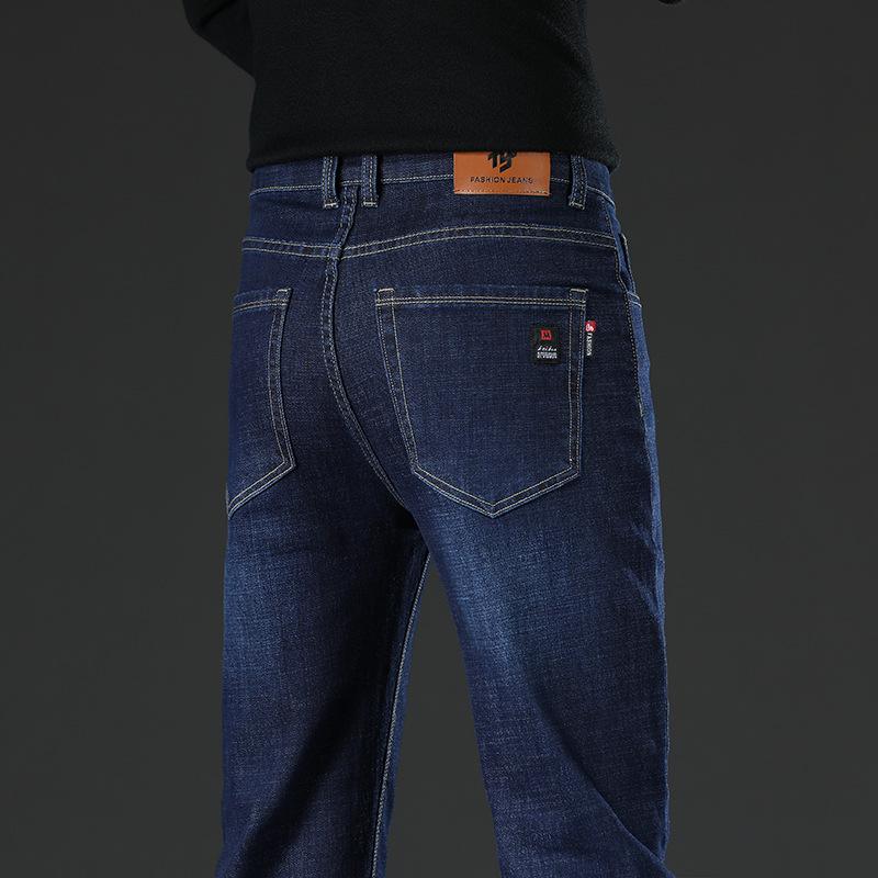 Autumn and Winter Padded Jeans Men's Models Straight Loose Thickened Models of Casual Men's Trousers
