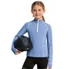 Comfortable Zip-Up Riding Shirt for Girls: Breathable Sweatshirt with Thumb Holes, Collared Neck & Secure Zip Pockets