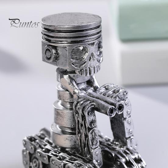 Резной поршень, череп, лицо, скульптура, резная шестерня, скелет, художественная статуэтка из смолы, украшение для домашнего офиса и стола для автолюбителей