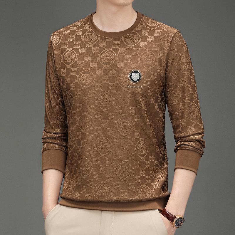 Spring and Autumn Men's Long-sleeved Round Neck Sweatshirt, Fashionable and Casual Hot Diamond Inner Layer, Men's Base Layer