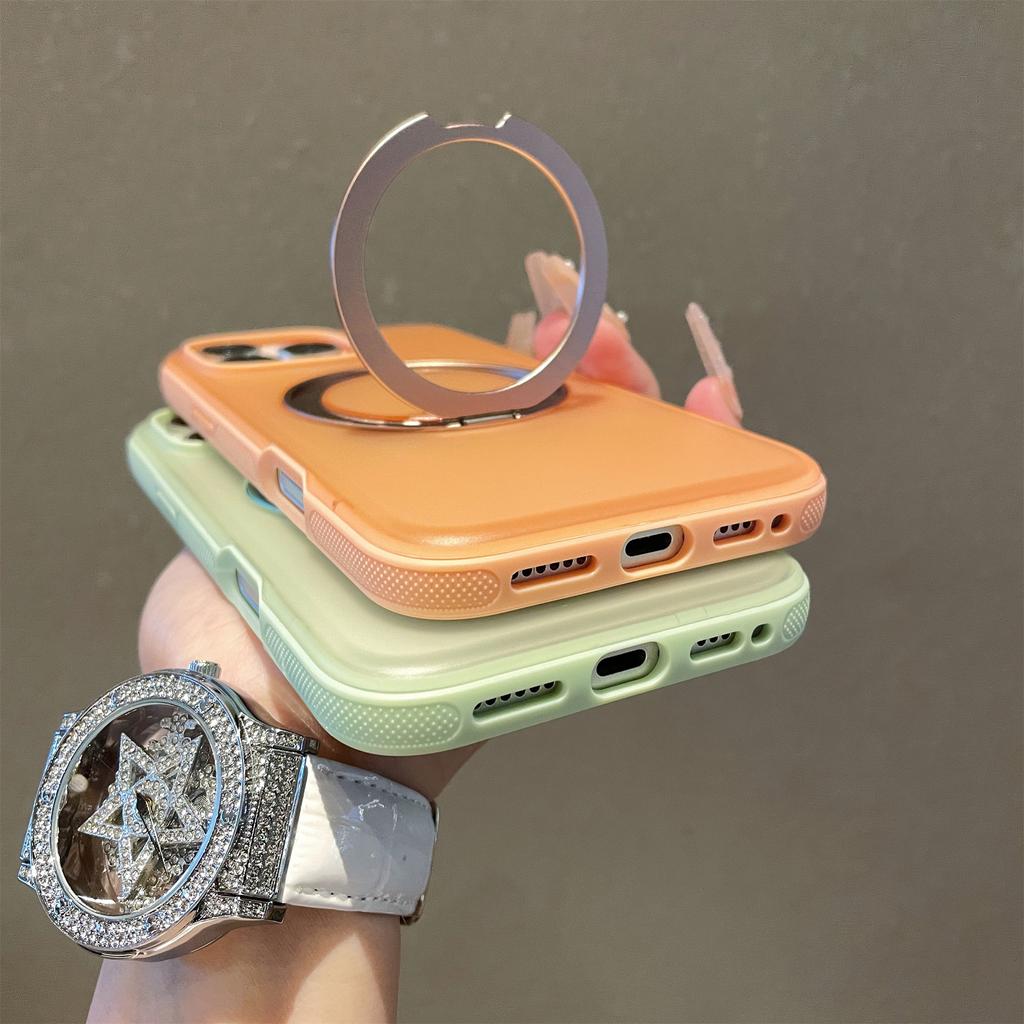 For iPhone 15 Pro Max Magnetic Case PC+TPU Kickstand Phone Back Cover