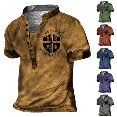 Европейские и американские мужские винтажные топы с цифровой печатью и короткими рукавами