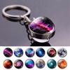 Sun Earth Double Side Glass Ball Nebula Moon Keychain Solar System Planet Keyring Luminous