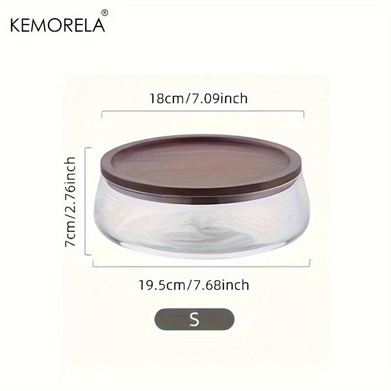 KEMORELA 1 шт. Стеклянные контейнеры для хранения продуктов с деревянной крышкой, кухонный органайзер для хранения закусок, фруктов, конфет, орехов, мелочей