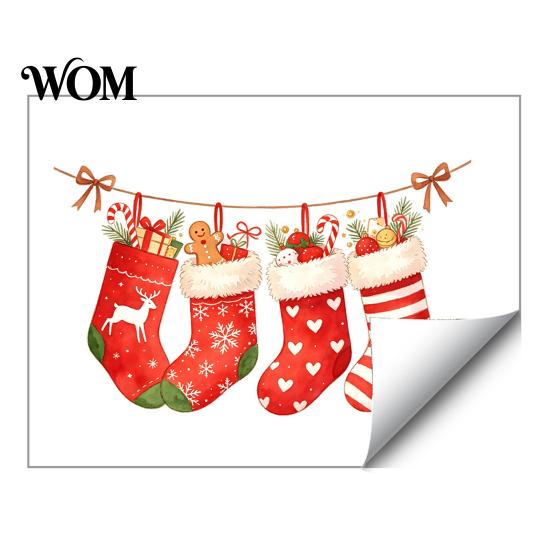 Indoor Outdoor Festive Wall Art Christmas Stocking Toilet Stickers, Waterproof PVC Bathroom Decals for Holiday Home Glass Door Stickers Decoration,