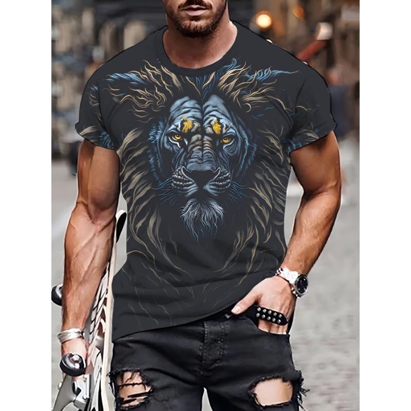 Мужская футболка Animal 3D принт льва мужские топы повседневные с коротким рукавом простые