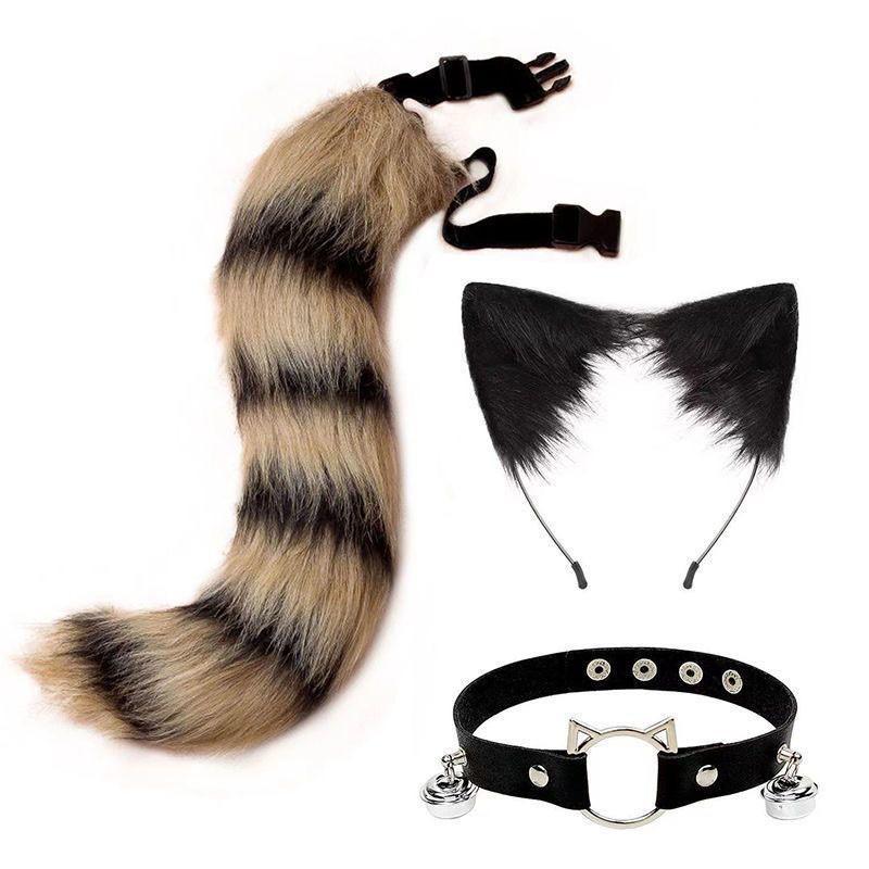 Anime Cat Ear Headband Tail Set Cosplay Costume Accessories - Kawaii Animal Ears Hairband With Detachable Adult