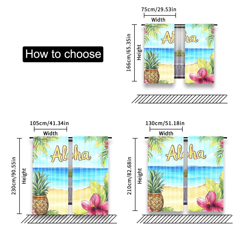 Aloha Curtain Hawaiian Tropical Beach Summer Landscape Birthday Party Decorations Drapes All Season Charm Living Room Set Of 2 Made Polyester Washable