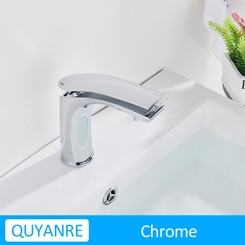 Quyanre Белый Черный Латунный Смеситель Для Раковины Смеситель Для Ванной Комнаты Холодной и Горячей Воды Однорычажный Водопроводный Кран Для Раковины Водопад