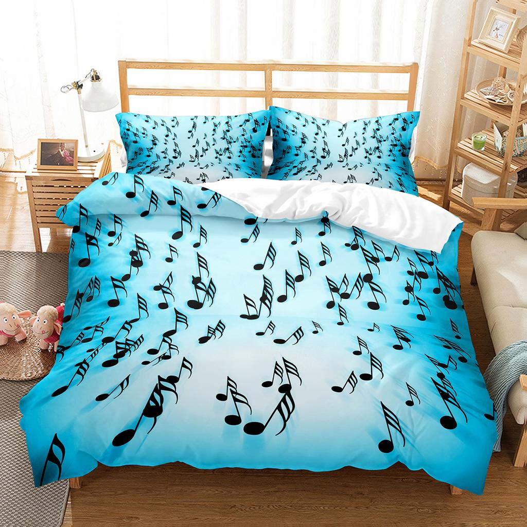 Piano Pattern Duvet Cover Queen King Size Classic Music Themed Bedding Music Pattern Geometric Stripes Room Decor 3 Piece Set